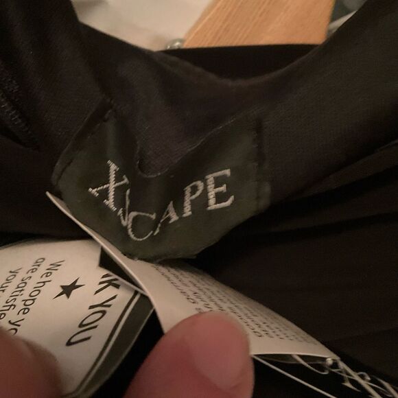 Xscape "DORTHEY"  LONG CAVIAR BEADED JERSEY KNIT ONE SHOULDER LONG SLEEVE DRESS - Picture 12 of 13